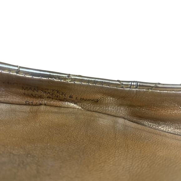 TORY BURCH QUINN QUILTE GOLD PATENT LEATHER BALLET FLATS SIZE 8.5M - Picture 10 of 12